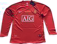 Image 3 of Retro CR7 07/08 UCL Final Man Utd Nike LS Jersey. Match details & patch. Classic Red. Iconic piece.