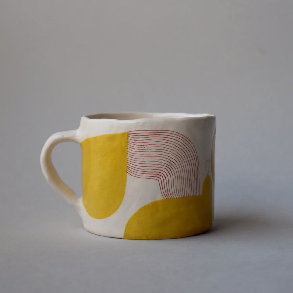 Image of Yellow Abstract Double Esspresso Cup