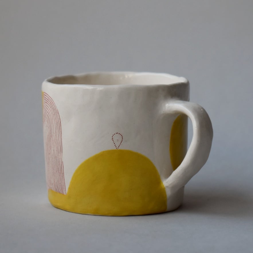 Image of Yellow Abstract Double Esspresso Cup