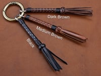 Image 3 of Split Ring - Braided Leather Lanyard with Tails