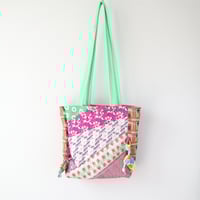 Image 1 of delia vintage double knit patchwork COURTNEYCOURTNEY vintage fabric tote bag mini charm totes