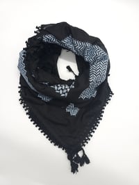 Image 1 of Slivery Blue & Black Keffiyeh (Made in Jordan)