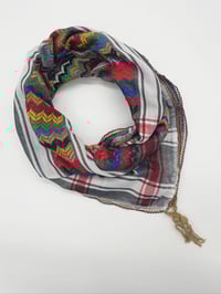 Image 1 of Grey Multicoloured Keffiyeh (Made in Jordan) 