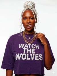 Image 2 of The "Visionary" Boxy Crop | Royal Plum & Distressed White
