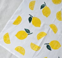 Image 2 of Lemon Tea Towel - Block Printed - ~28x28 inches 