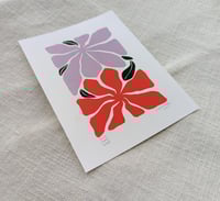 Image 2 of Linocut Print - 6x8 inches - Lilac and Purple Flowers