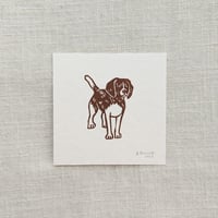 Image 1 of Linocut Print - Beagle - Brown - 5x5 inches