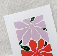 Image 3 of Linocut Print - 6x8 inches - Lilac and Purple Flowers