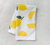 Image 1 of Lemon Tea Towel - Block Printed - ~28x28 inches 