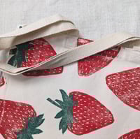 Image 1 of Strawberry Tote Bag - Block Printed - Organic Cotton Canvas