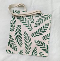 Image 1 of Block Printed Tote Bag - Organic Cotton Canvas - Green Ferns
