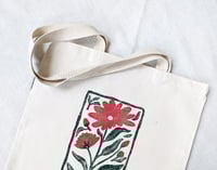 Image 1 of Block Printed Tote Bag - Organic Cotton Canvas - Red Flower
