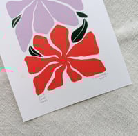 Image 4 of Linocut Print - 6x8 inches - Lilac and Purple Flowers