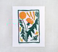 Image 1 of Dandelion Linocut Print - 8x10 inches - Unframed