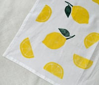 Image 3 of Lemon Tea Towel - Block Printed - ~28x28 inches 