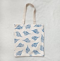Image 2 of Block Printed Tote Bag - Organic Cotton Canvas - Blue Branches