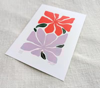 Image 5 of Linocut Print - 6x8 inches - Lilac and Purple Flowers