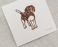 Image 3 of Linocut Print - Beagle - Brown - 5x5 inches