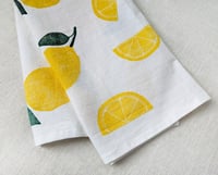 Image 4 of Lemon Tea Towel - Block Printed - ~28x28 inches 