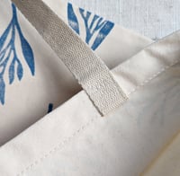 Image 3 of Block Printed Tote Bag - Organic Cotton Canvas - Blue Branches