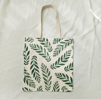 Image 3 of Block Printed Tote Bag - Organic Cotton Canvas - Green Ferns