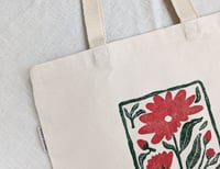 Image 3 of Block Printed Tote Bag - Organic Cotton Canvas - Red Flower