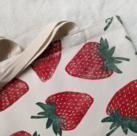 Image 4 of Strawberry Tote Bag - Block Printed - Organic Cotton Canvas