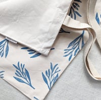 Image 4 of Block Printed Tote Bag - Organic Cotton Canvas - Blue Branches