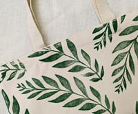 Image 5 of Block Printed Tote Bag - Organic Cotton Canvas - Green Ferns