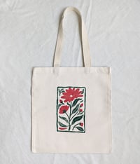 Image 5 of Block Printed Tote Bag - Organic Cotton Canvas - Red Flower