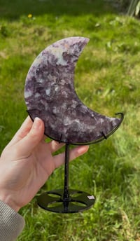 Image 1 of Lepidolite Statement Moon on Stand