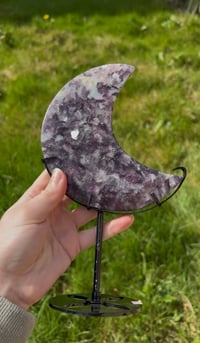 Image 2 of Lepidolite Statement Moon on Stand