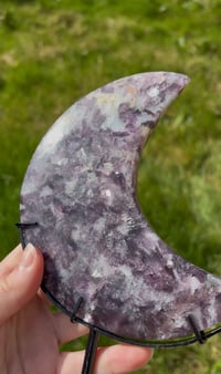 Image 3 of Lepidolite Statement Moon on Stand