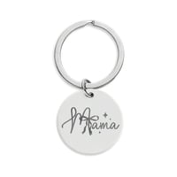 Image 1 of Mama Stainless Steel Round Keychain (Engraving)