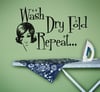 Laundry Room Decal Wash Dry Fold Repeat Retro Wall Decal Sticker