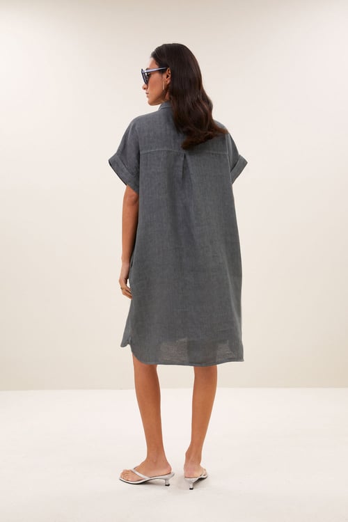 Image of 3-Vestido Hella Linen Charcoal