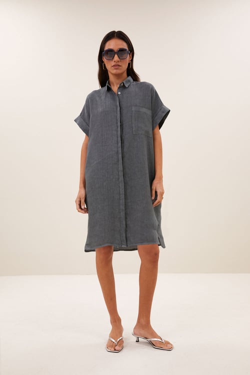 Image of 3-Vestido Hella Linen Charcoal