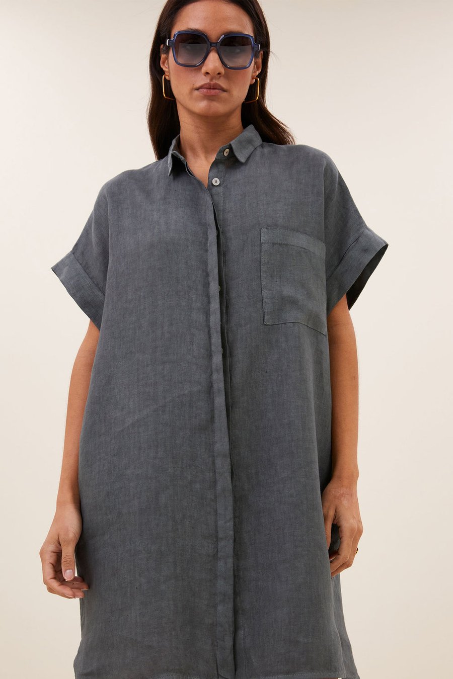 Image of 3-Vestido Hella Linen Charcoal