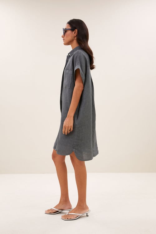 Image of 3-Vestido Hella Linen Charcoal