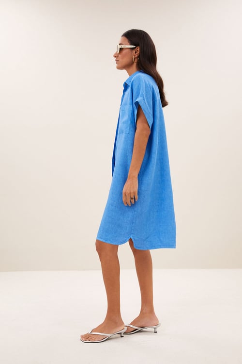 Image of 3-Vestido Hella Linen Regatta Blue