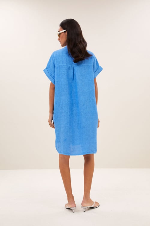 Image of 3-Vestido Hella Linen Regatta Blue