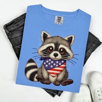 Faux Embroidery Patriotic Raccoon Comfort Colors Tee