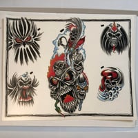 Image 1 of 1980’s laminated skull sheet 11x14