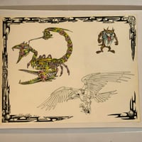 Image 1 of 1992 Steve Yates hand colored cyber scorpion taz 11x14