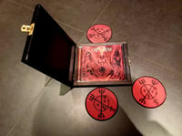 Image 3 of CAPA PRETA Em Nome de Vossa Santidade Maioral De Todos Os Infernos CD WOODEN BOX with a patch