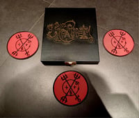 Image 1 of CAPA PRETA Em Nome de Vossa Santidade Maioral De Todos Os Infernos CD WOODEN BOX with a patch