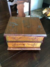 Image 2 of Praying hand folk art tramp art box 1984