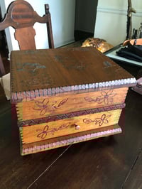 Image 7 of Praying hand folk art tramp art box 1984