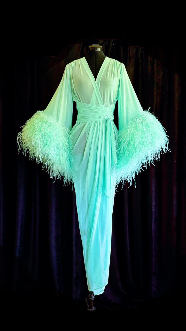 Mint Cream Sheer "Selene" Dressing Gown PRE-ORDER