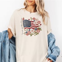 Faux Embroidery Flag Comfort Colors Tee